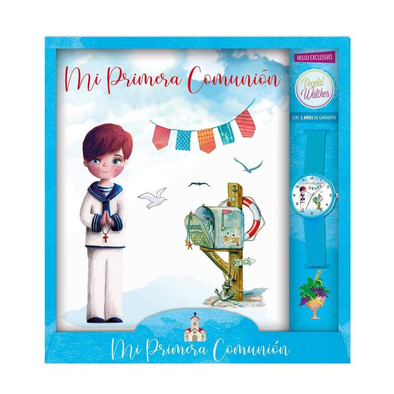 LIBRO COMUNION ARGU IMITACION CALIZ NIÑO BUZON C/RELOJ 44156