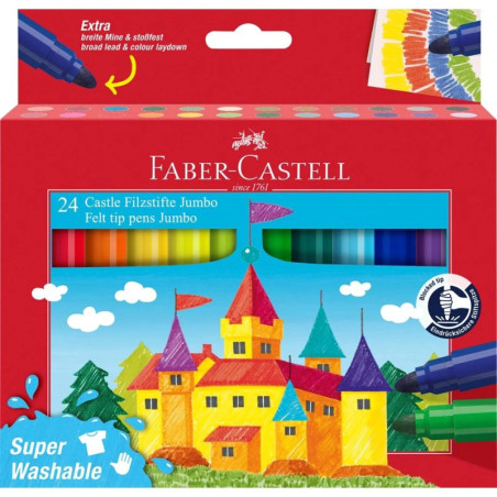 MARCD.ES ESCOLARES JUMBO CASTILLO CAJA DE CARTÓN CON 24 COL. SURTIDOS FABER CASTEL