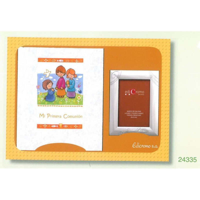 CONJUNTO ALBUM COMUNION EDICROMO MUSICAL IMITACION+MARCO ALUMINIO 24335