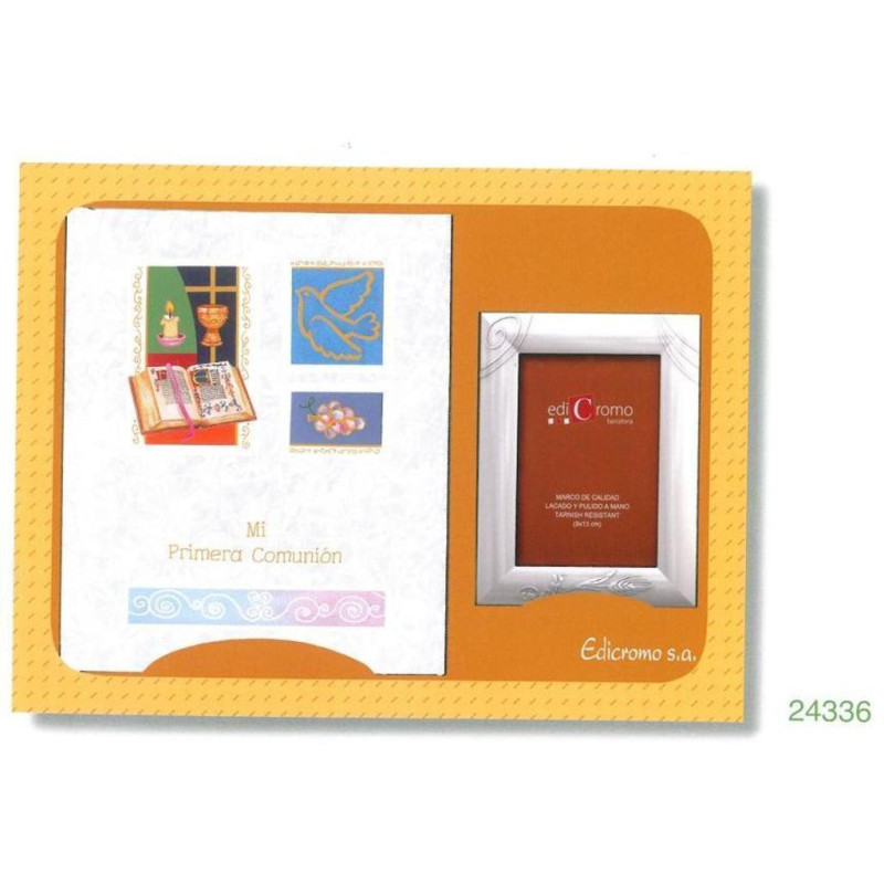 CONJUNTO ALBUM COMUNION EDICROMO MUSICAL IMITACION+MARCO ALUMINIO 24336