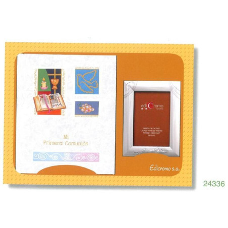CONJUNTO ALBUM COMUNION EDICROMO MUSICAL IMITACION+MARCO ALUMINIO 24336