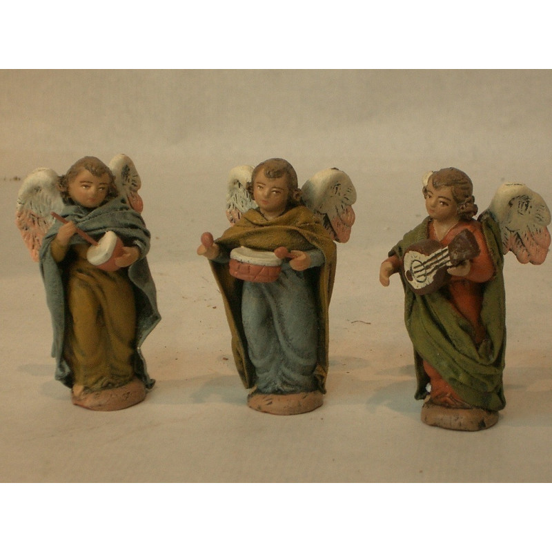 GRUPO 3 ANGELES LIENZADOS PIE MUSICA 14CM 420F ^