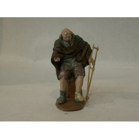 PASTOR LIENZADO SENTADO MULETA 21CM 704 ^