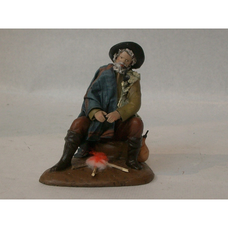 PASTOR LIENZADO SENTADO FUMANDO 17CM 707 ^