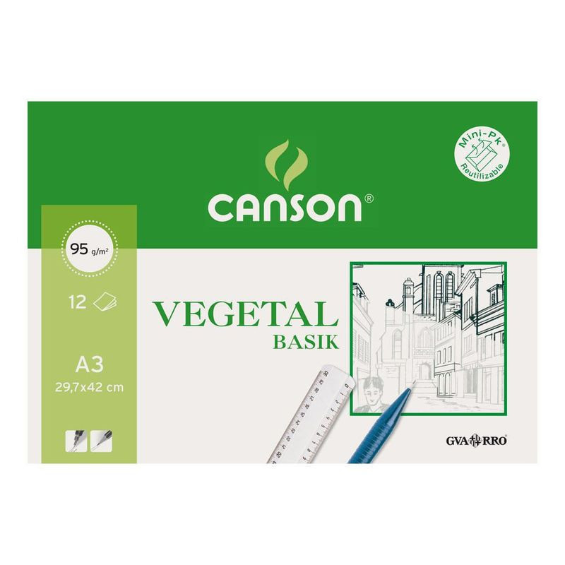 PAPEL VEGETAL CANSON MINIPACK A-3 90/95GR 12H C 200 400 787