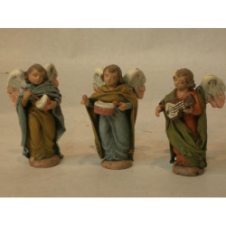 GRUPO 3 ANGELES LIENZADOS PIE MUSICA 14CM 420F ^