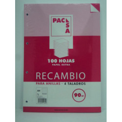 RECAMBIO PACSA A-4 90GR 100H 4 TALADROS HORIZONTAL MARGEN 21262