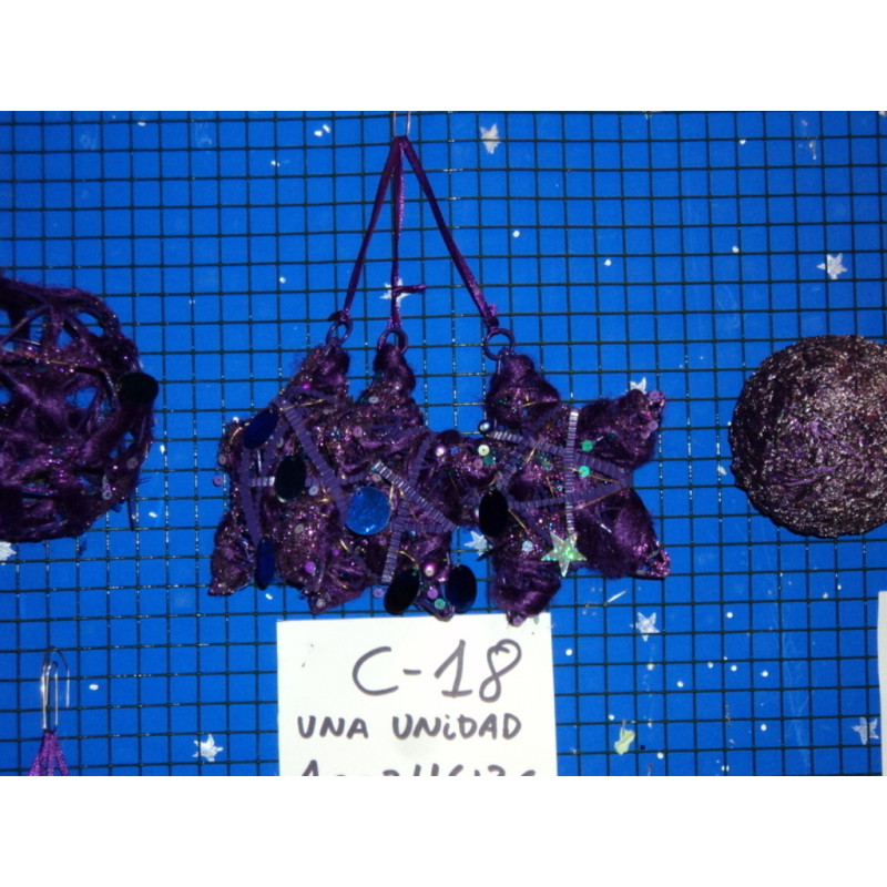 ESTRELLA MIMBRE LENTEJUELAS LILA 12CM 46136 ^
