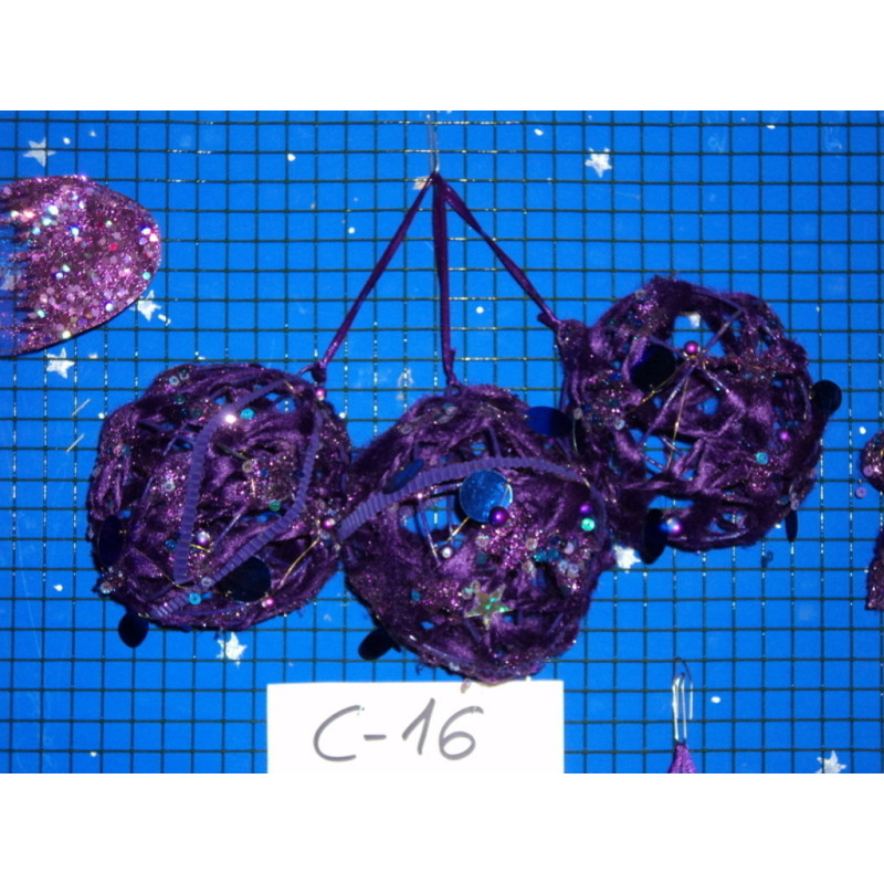 BOLA MIMBRE LENTEJUELAS LILA 10CM 46137 ^