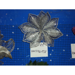 FLOR TELA PURPURINA PLATA 22CM 46138 ^