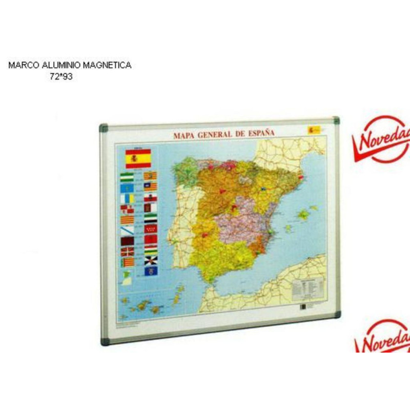 MAPA MURAL FAIBO ESPAÑA 72*93 MAGNETICO PIZARRA BL MARCO ALUMINIO 143