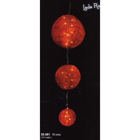 LUCES LED 27 FIJA ROJA COLGANTE 3 BOLAS PILAS 22361 ^