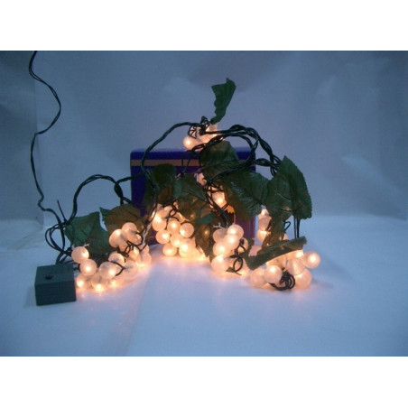 LUCES MICRO 8 RACIMOS UVA C/HOJAS PROG MULTI BLANCA 22870 ^