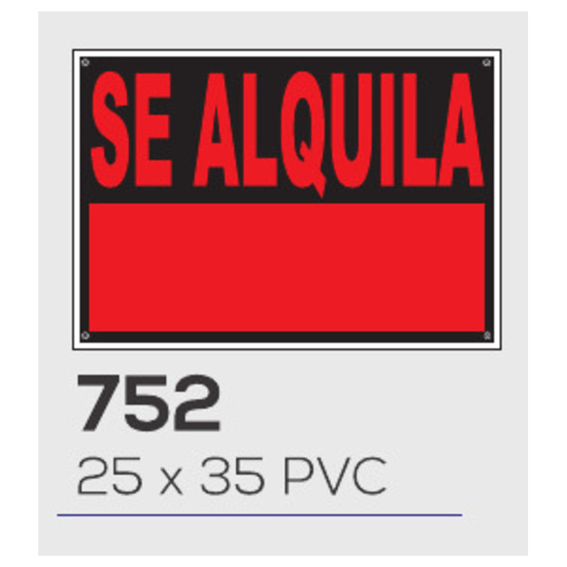 LETRERO PVC 25*35  SE ALQUILA FLUOR ROJO MOD 752