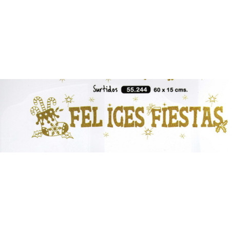 STICKER FELICES BONES FESTES ORO PURPURINA 60*15 55244 ^
