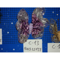 MARIPOSA TELA VIOLETA PURPURINA 25CM 25137 ^