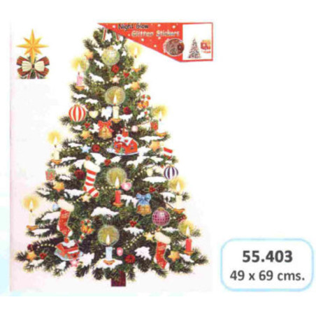 STICKER ARBOL NAVIDAD COLORES FOSFORESCENTE 50*70 55403 ^