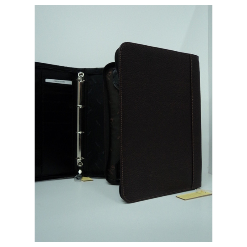 CARPETA CONGRESO MATTIES FL CREMALLERA POLIPIEL 4 ANILLAS CAFE 37CM 3312