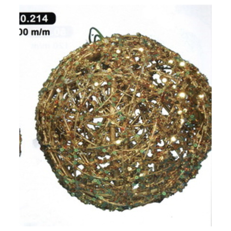 BOLA MIMBRE ORO LENTEJUELAS 15CM 50214 ^
