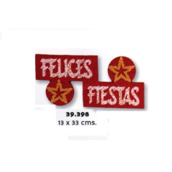 LETRERO POREX PAN FELICES FIESTAS ROJO BLANCO 13*33 39398 ^