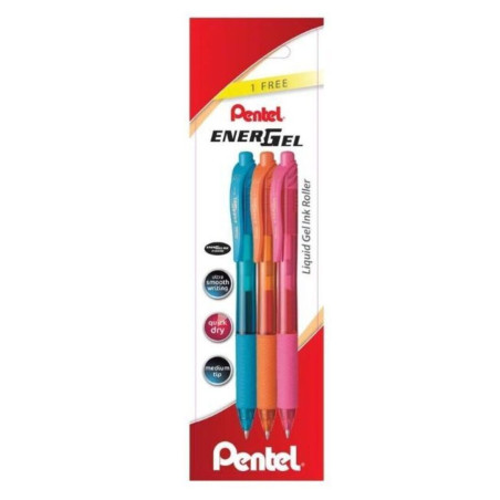 BOLIGRAFO PENTEL ENERGEL X 0,7 GEL BLISTER PROMO FSP 3U TURQUESA ROSA NARANJA