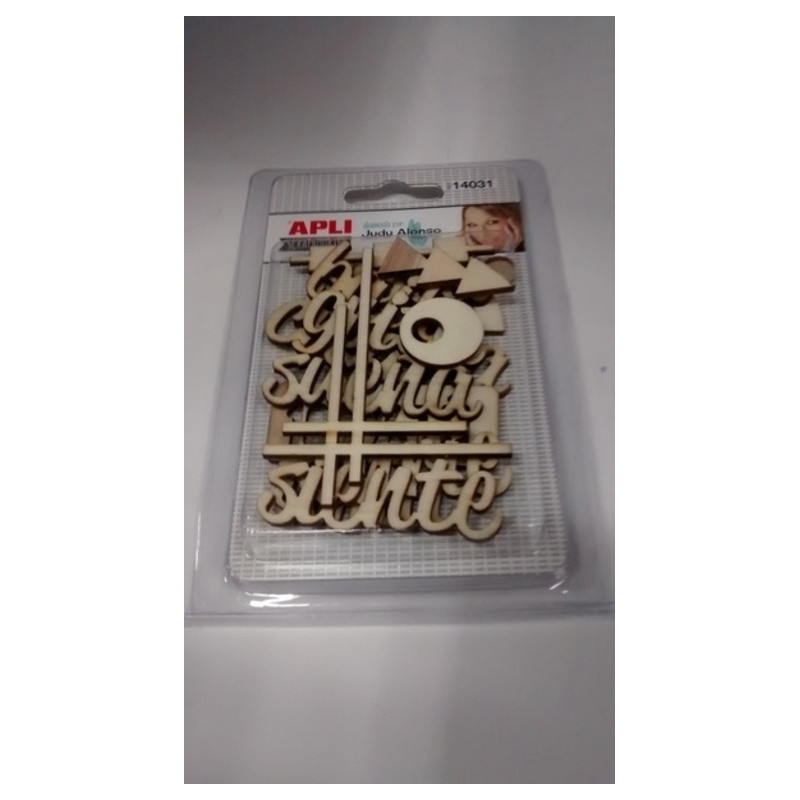 LETREROS APLI SCRAPBOOKING MADERA TROQUELADOS 15U REF. 14031 ^