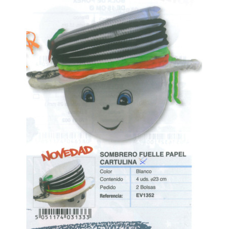 SOMBRERO ITKREA CARTULINA FUELLE PARA DECORAR EV1352 PTE 4U ^