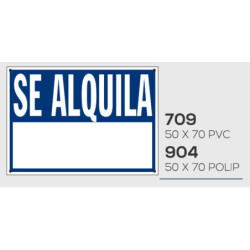 LETRERO PVC 50*70  SE ALQUILA AZUL MOD 709