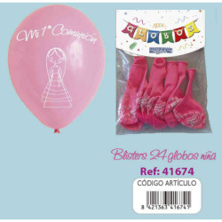 GLOBO GRANDE COMUNION ARGU MI PRIMERA COMUNION ROSA NIÑA 41674 PTE 24U