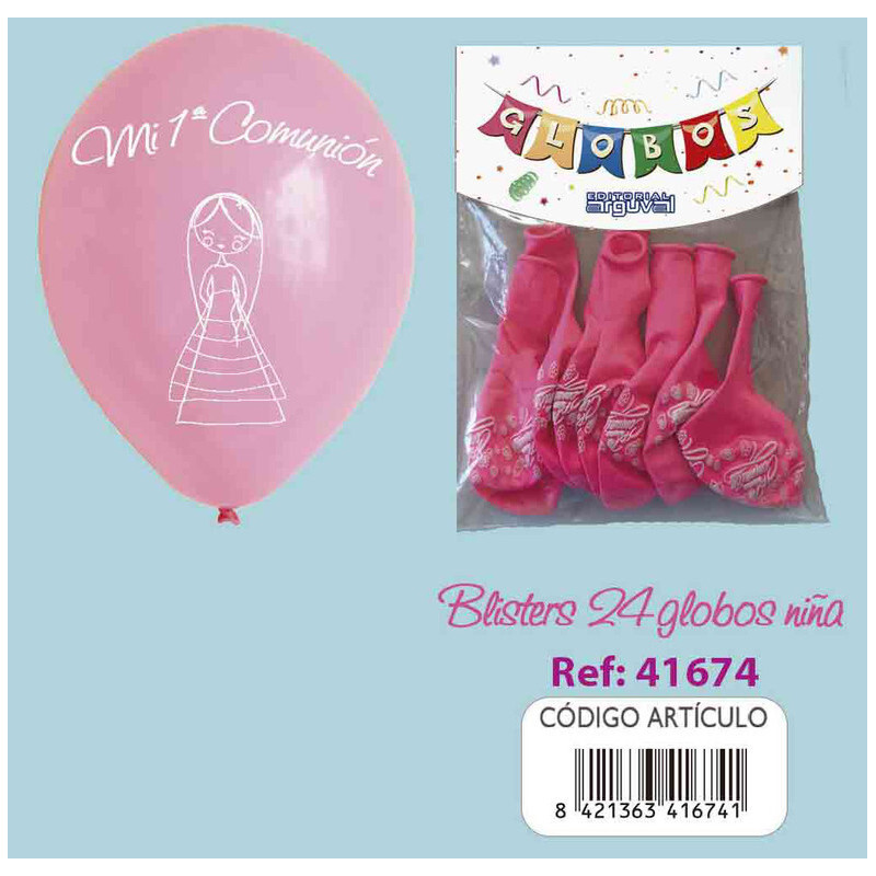 GLOBO GRANDE COMUNION ARGU MI PRIMERA COMUNION ROSA NIÑA 41674 PTE 24U