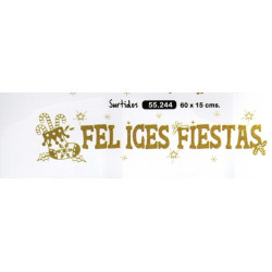 STICKER FELICES BONES FESTES ORO PURPURINA 60*15 55244 ^