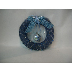 CORONA MIMBRE AZUL BOLA PLATA 54422 ^