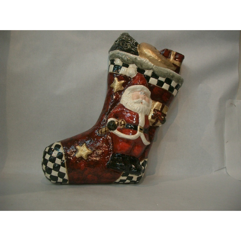 CALCETIN PAPA NOEL CARTON PIEDRA 57CM 57824121 ^