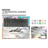 ROTULADOR DOBLE PUNTA PROFESIONAL MARKERS ESTUCHE 12 COLORES PASTEL AB-0713 ALEX BOG