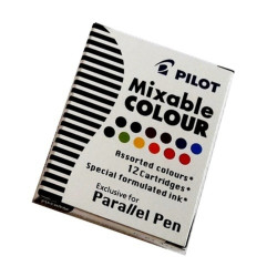 TINTA CARTUCHO PLUMA PILOT PARALLEL PEN SURTIDO COLORES CAJA 12U IC-P3-AST