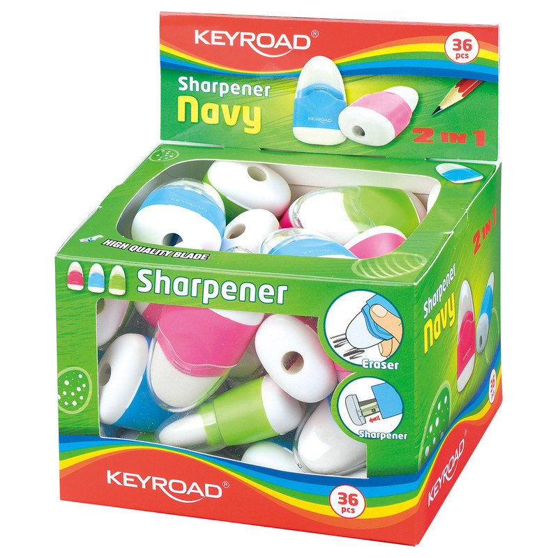 SACAPUNTAS CON DEPOSITO Y GOMA 2EN1 KEYROAD KR971077 10*14 SAFTA22