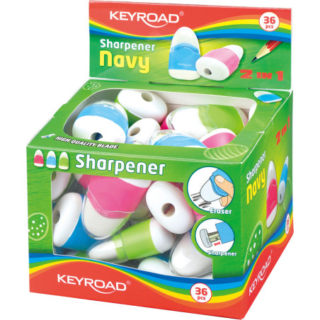 SACAPUNTAS CON DEPOSITO Y GOMA 2EN1 KEYROAD KR971077 10*14 SAFTA22