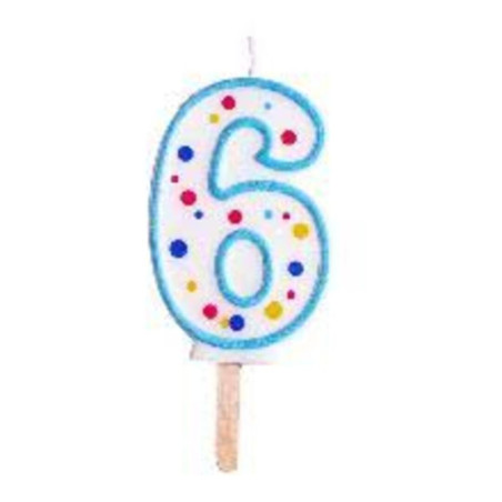 VELA NUMEROS CUMPLEAÑOS TRICOLOR Nº 6 VERBETENA