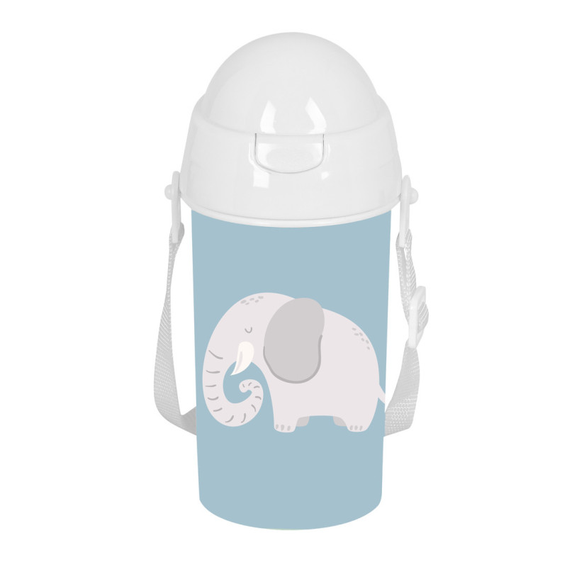 BOTELLA 500ML APERTURA AUTOM. CON PAJITA SAFTA PREESCOLAR "ELEFANTE" SAFTA26 342659899 19,5X7,3 UNID