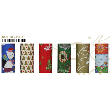 PAPEL REGALO ROLLO 0,70*2 EURO NAVIDAD 48-0018 C/60U