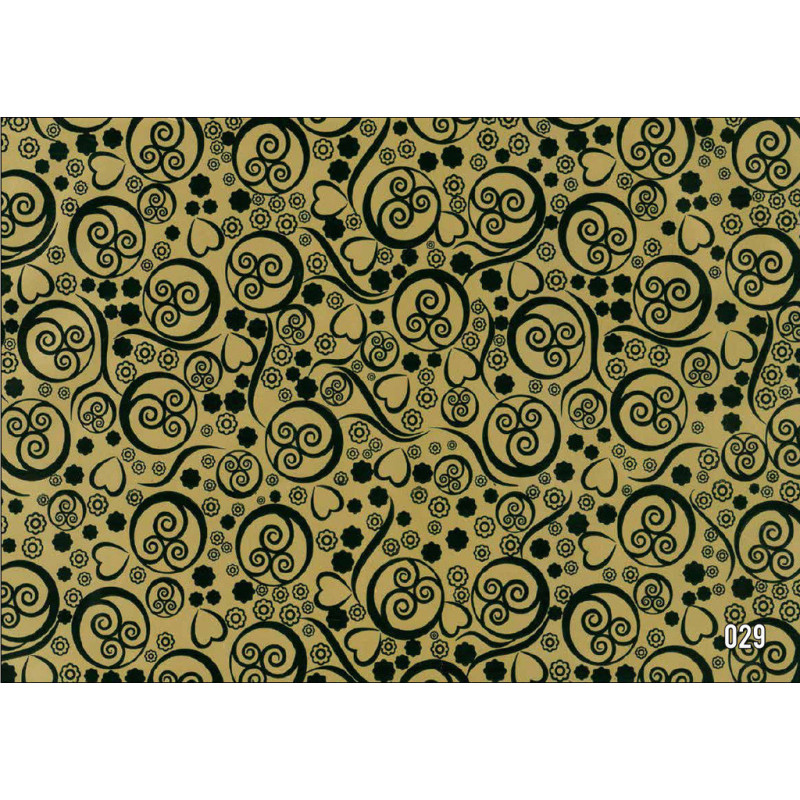 PAPEL REGALO ROLLO 62 SETIMPRES ESTUCADO CIRCULOS CORAZON ORO-NEGRO E23OR