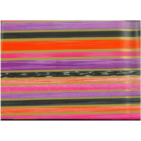 PAPEL REGALO ROLLO 62 SETIMPRES ESTUCADO BANDAS COLORES C/ORO E25N