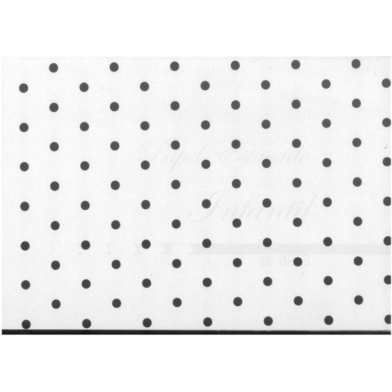 PAPEL REGALO ROLLO 62 SETIMPRES ESTUCADO BLANCO PUNTOS NEGRO E36B
