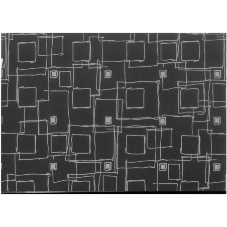 PAPEL REGALO ROLLO 62 SETIMPRES ESTUCADO CUADROS NEGRO PLATA E3N
