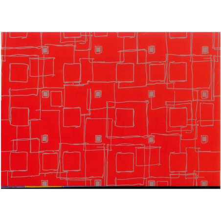 PAPEL REGALO ROLLO 62 SETIMPRES ESTUCADO CUADROS ROJO PLATA E3R