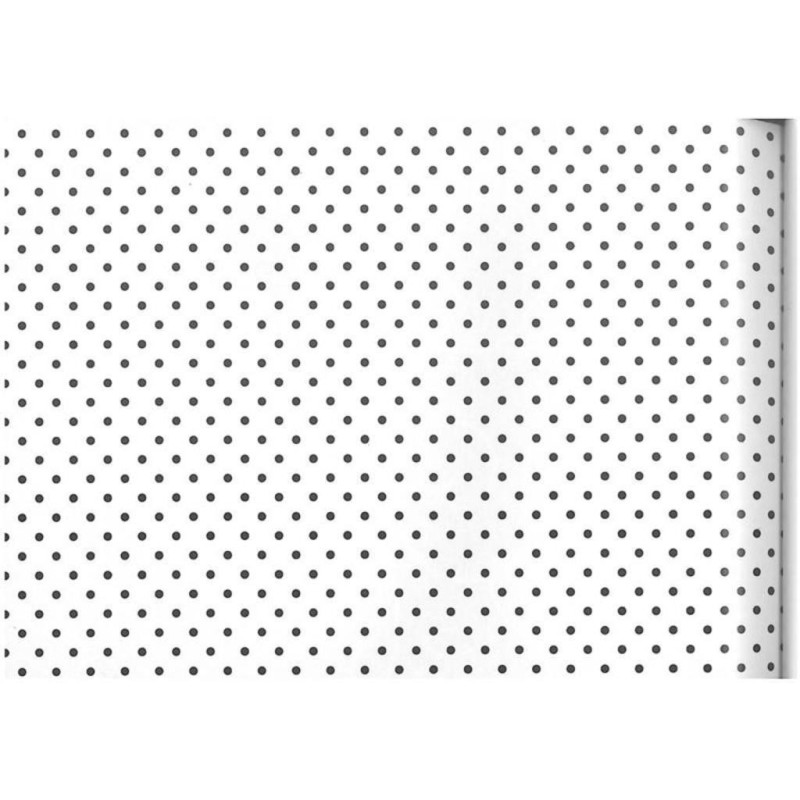 PAPEL REGALO ROLLO 62 SETIMPRES ESTUCADO BLANCO PUNTOS NEGRO E41B