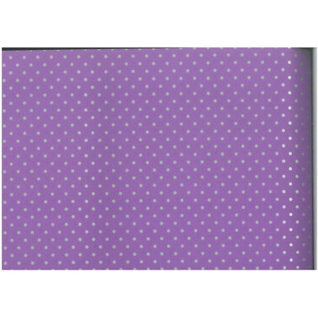 PAPEL REGALO ROLLO 62 SETIMPRES ESTUCADO VIOLETA PUNTOS PLATA E41VL