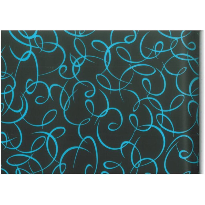 PAPEL REGALO ROLLO 62 SETIMPRES ESTUCADO NEGRO RIZOS AZUL E42AZ