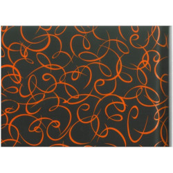 PAPEL REGALO ROLLO 62 SETIMPRES ESTUCADO NEGRO RIZOS NARANJA E42NR