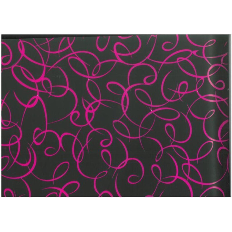 PAPEL REGALO ROLLO 62 SETIMPRES ESTUCADO NEGRO RIZOS ROSA E42RS